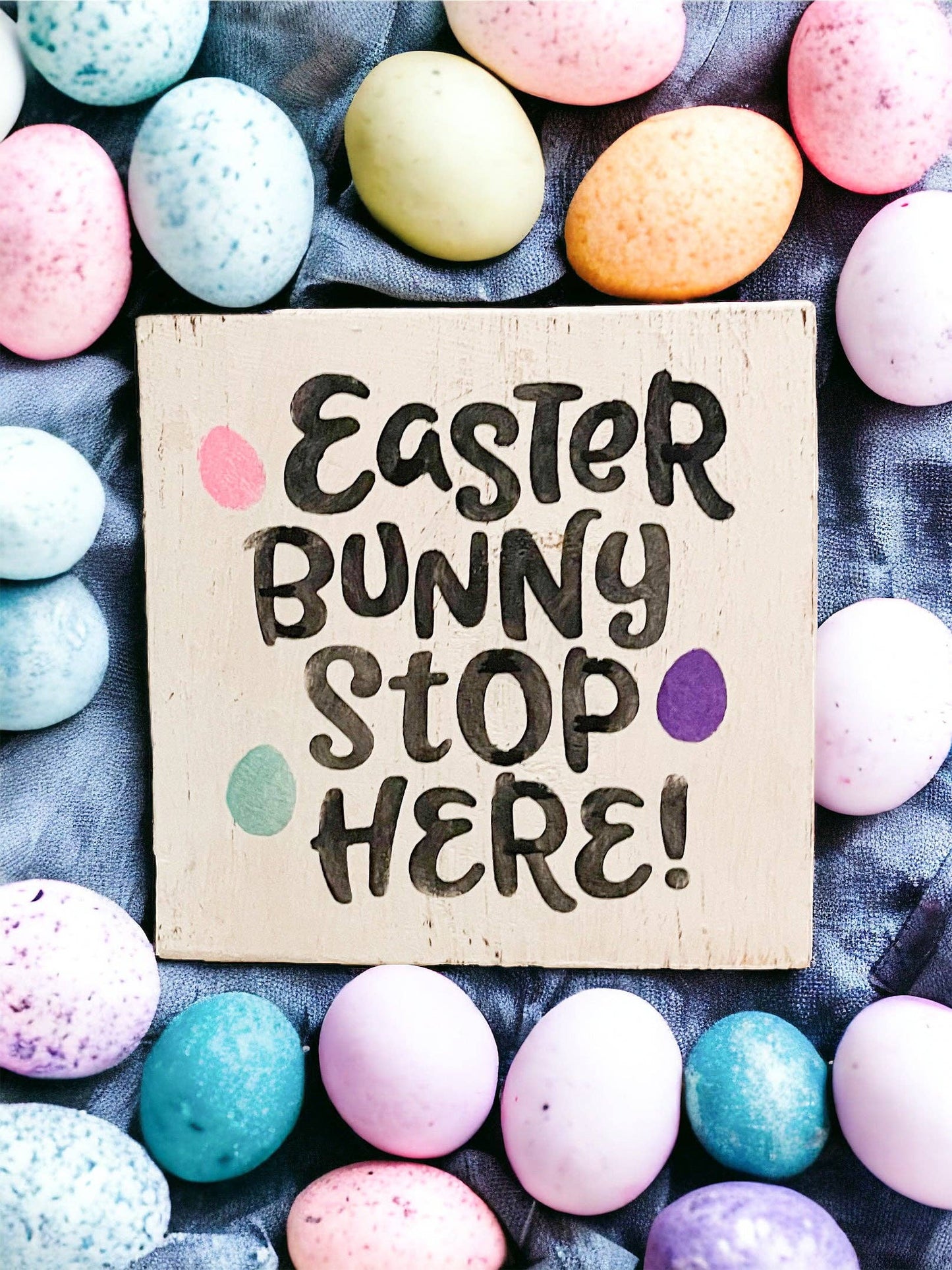 Bunny Stop Here Wood Sign