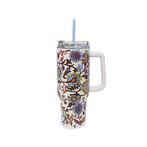 Stainless Steel 40 oz. Tumbler, Marrakesh Vines Cream