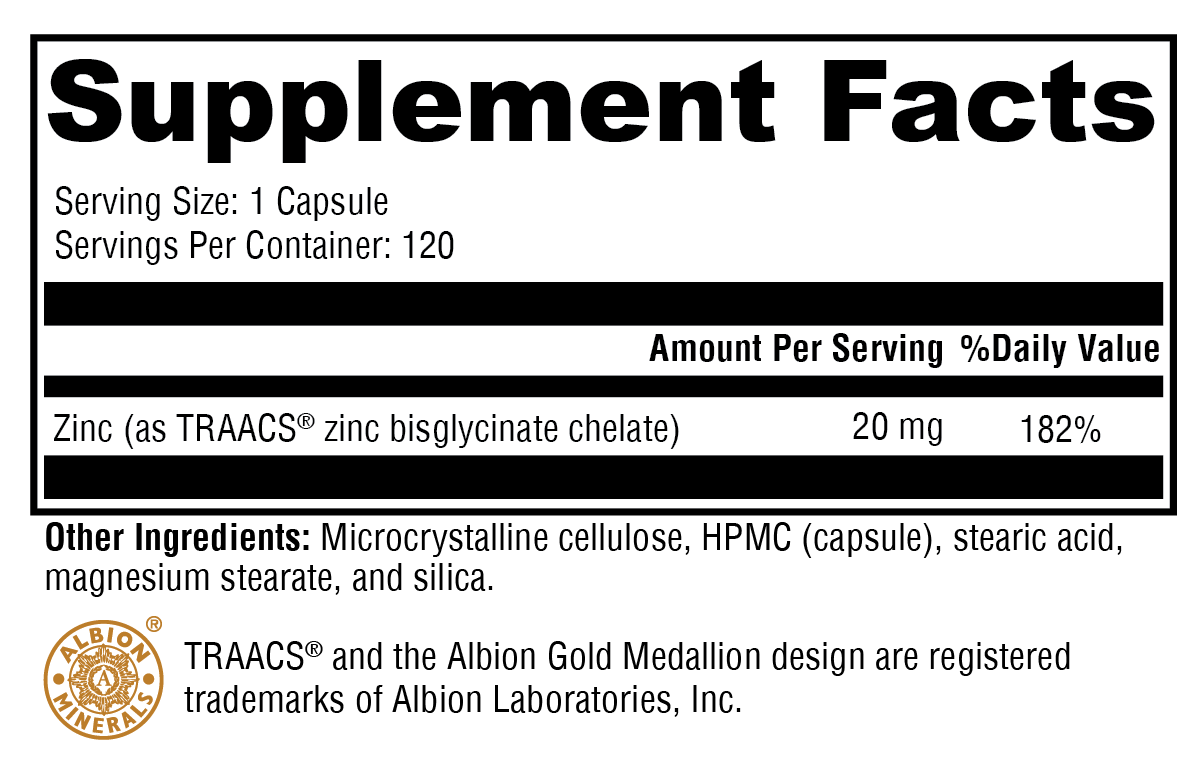 Zinc Glycinate 120 Capsules