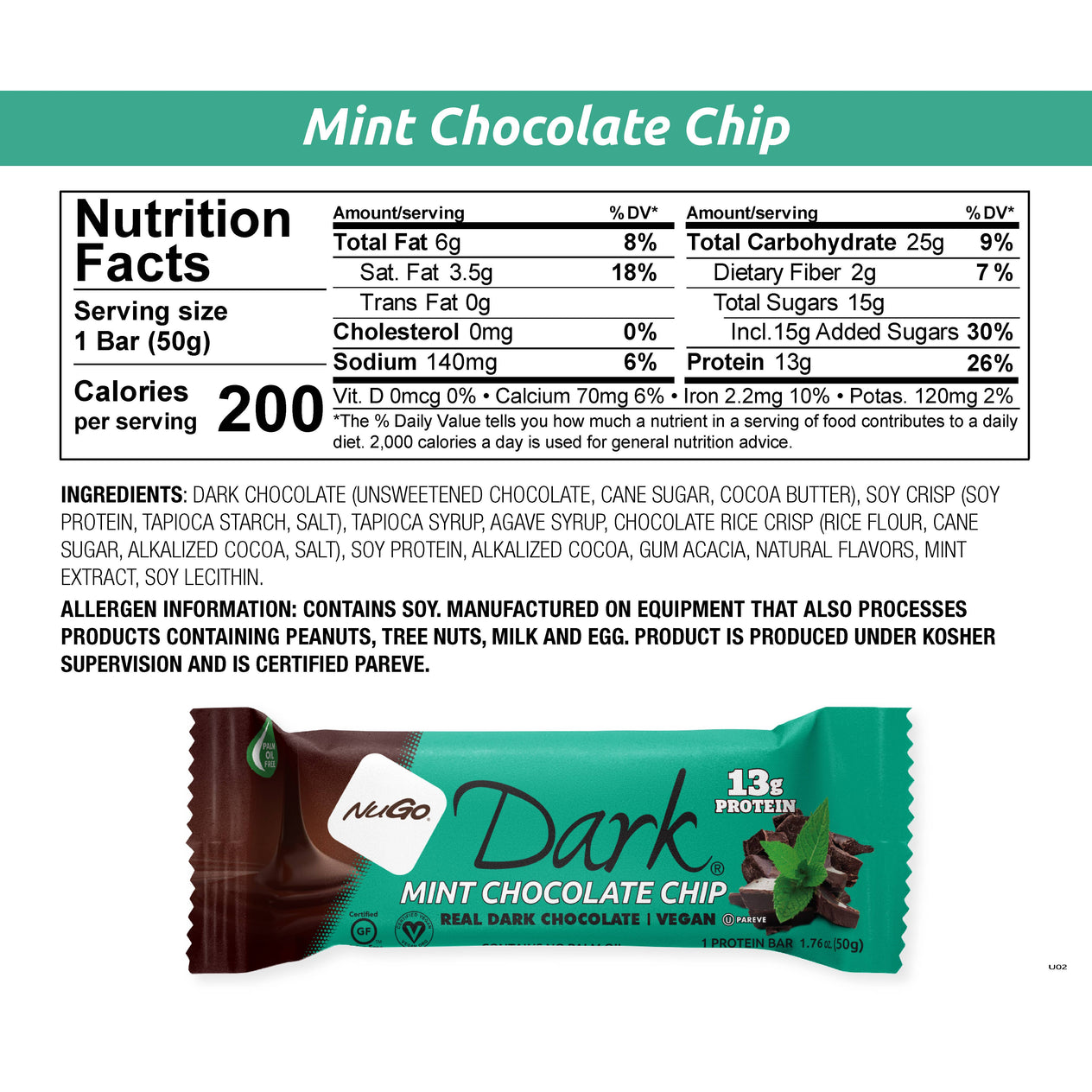 NuGo Dark Mint Chocolate Chip Protein Bar