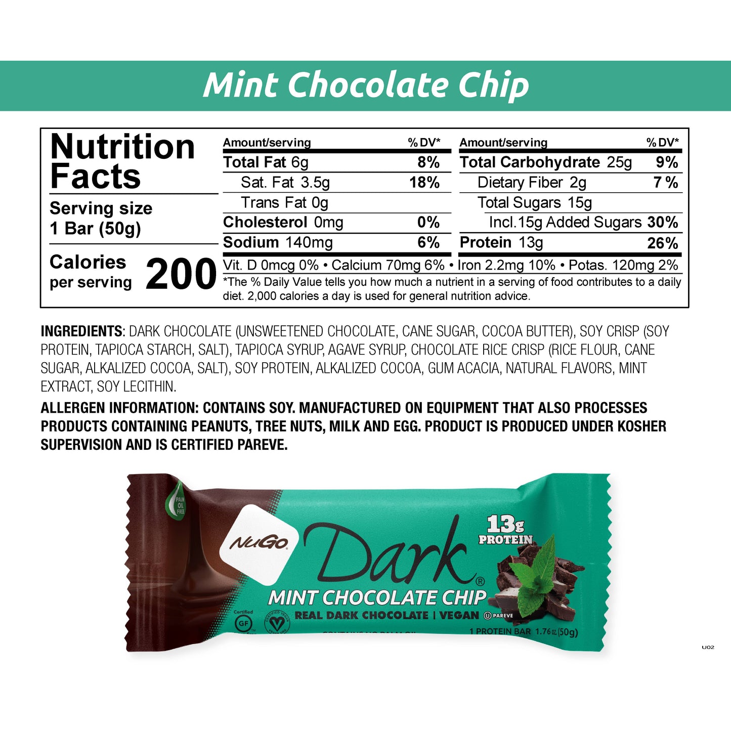 NuGo Dark Mint Chocolate Chip Protein Bar