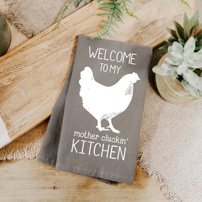 Gray Mother Cluckin Kitchen Towel